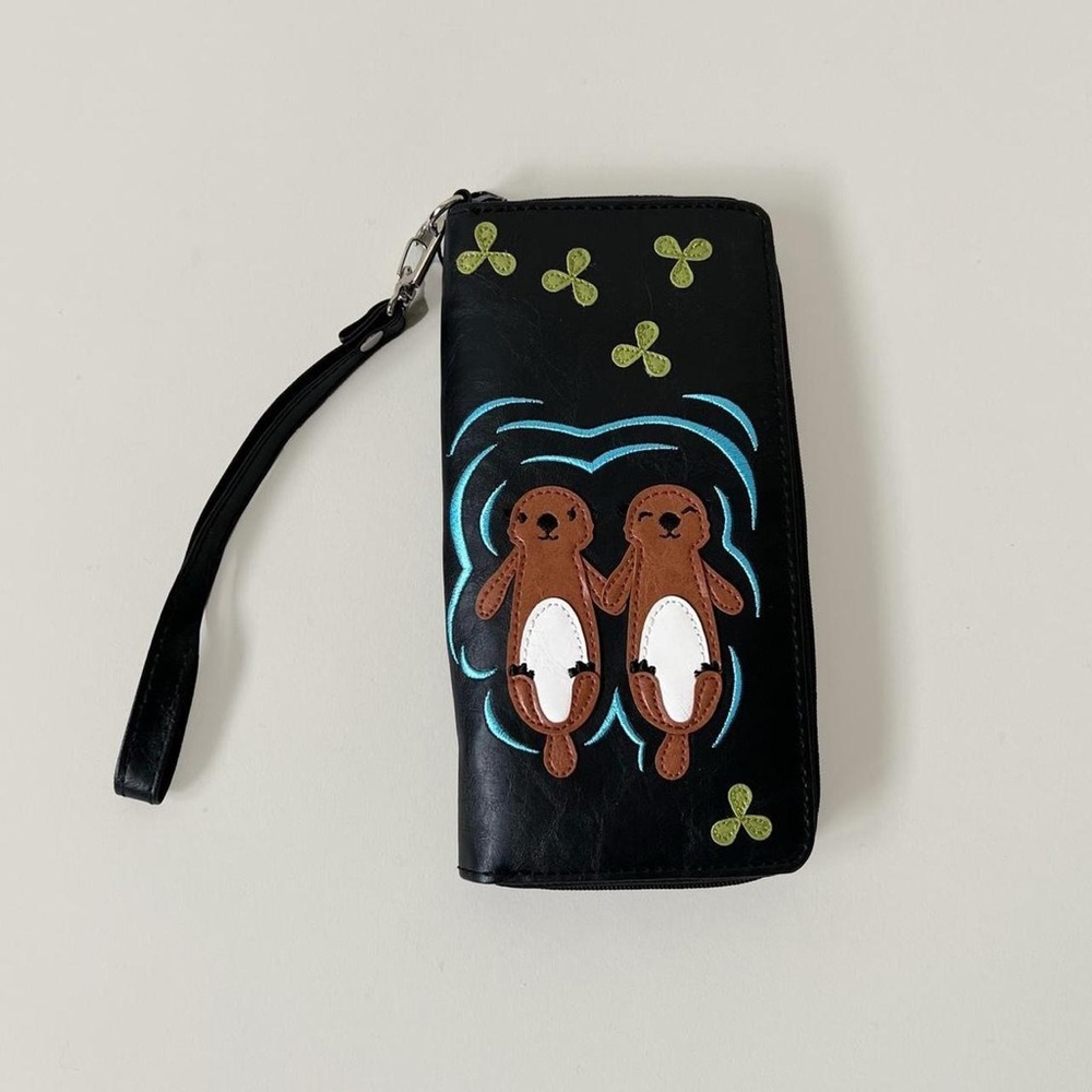 Black Wallet with Otter Design